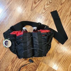 Black and Red Men's Waist Bag For Hiking, Hunting, Fishing